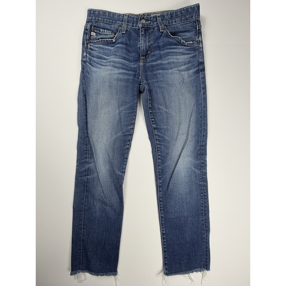 AG Adriano Goldschmied The Ex-Boyfriend Slim Jeans Size 25R Medium Wash‎ Raw Hem